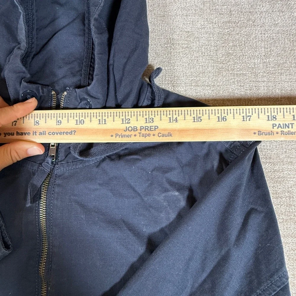 The North Face Anorak Mens Med Navy Blue 1/4 Zip Stretch Hooded L/S Jacket